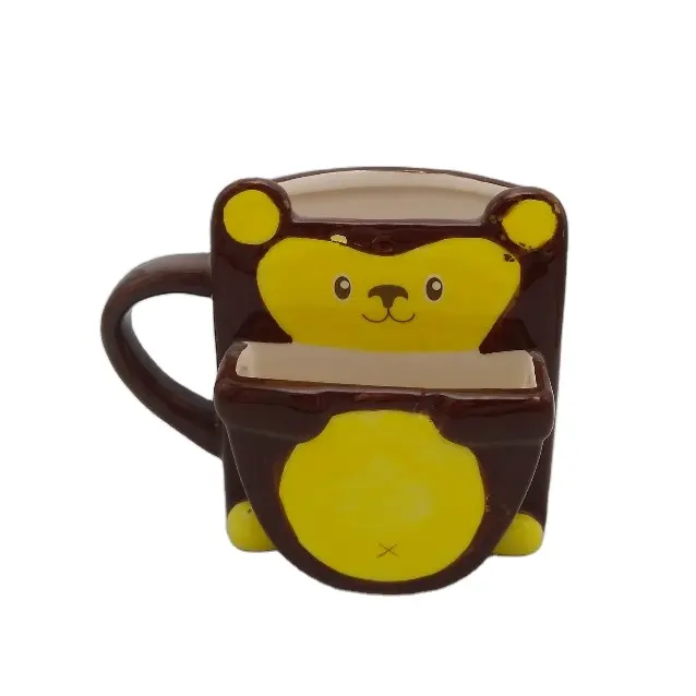 Mapache abrazo taza de café de cerámica con Cookie o galletas de bolsillo personalizado