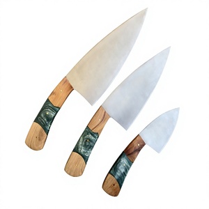 Juego de Cuchillos de Cocina de Acero Inoxidable de 3 Piezas, Diseño Moderno, Madera de Resina de Olivo, Forjados de Alta Calidad, Ambidiestros, Rectos - Product Image 5