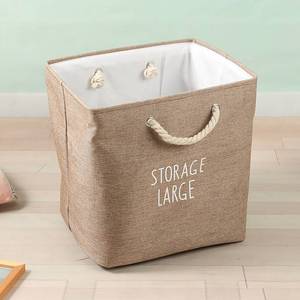 Large <b>Square</b> Foldable Canvas Storage <b>Basket</b> With Rope Handles For Laundry Clothing Organizer In Coffee Beige Gray Black - Product Image 2