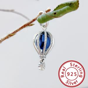 Venta al por mayor de fábrica: Dijes de plata de ley 925 de la marca HaYa, de diseño moderno, para pulseras, cadena de serpiente y dijes de globo aerostático azul. - Product Image 2