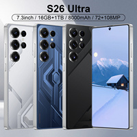 Téléphones S26 Ultra 5G à bas prix, 7,3 pouces, charge rapide, 16+1 To, original, 108 MP, 8000 mAh, Android 14, déverrouillage facial, les plus vendus en gros