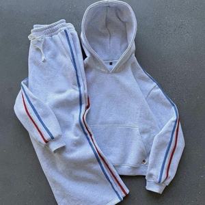 กางเกงขายาวลำลองสไตล์สตรีท ผ้าฝรั่งเศสเทอร์รี่ฟลีซ 100% ผ้าฝ้าย น้ำหนักมาก มีฮู้ด เหมาะสำหรับฤดูหนาว ขายส่งชุดกีฬา ดีไซน์ขาจั๊มพ์ - Product Image 1