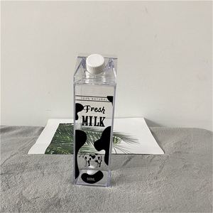 Idées de produits écologiques 2026 – Bouteille d'eau carrée en plastique transparent réutilisable, type carton de lait, disponible en plusieurs couleurs, 500 ml - Product Image 5