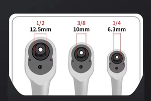 72-Tooth Two Way Quick Release Ratchet Wrench 1/4,1/2 with Large Medium Small Fly Socket Anti-Slip Rubber Handle for Auto Repair - Product Image 2