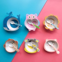 Ensemble de bols et d'ustensiles écologiques pour enfants, motif animaux mignons, pour l'alimentation des bébés, riz, soupe, aliments complémentaires