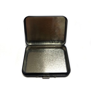 Boîte à cigarettes en métal rectangulaire noire, petite, avec bouton métallique, résistante aux enfants, boîte à tabac CR en métal - Product Image 3