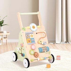 Marche-bébé en bois multifonctionnel : centre d'activités, labyrinthe de perles, chariot à tirer et à pousser pour l'apprentissage de la marche du bébé - Product Image 3