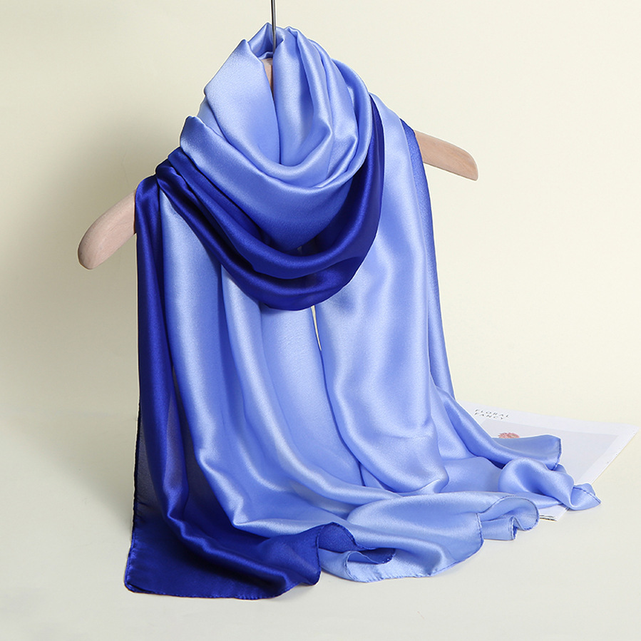 Sawekin Foulard D'Été Dégradé Pour Femme - Étole En Soie Et Coton 195x88 Cm Pour Mariage Et Soirée