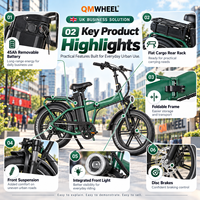 Vélo électrique pliable QMWHEEL F30 Pro UK Stock, 20 pouces, 250W, 48V, 45Ah, autonomie jusqu'à 65 miles, vente en gros de vélos électriques