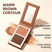 Palette de poudre contouring double couleur pour sculpter le visage, marron chaud, soyeux, facile à estomper, fini mat, longue tenue, léger, naturel