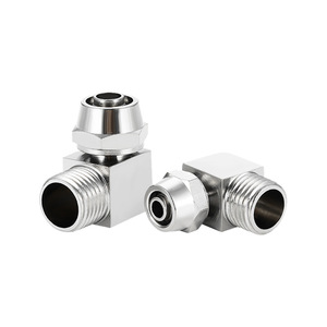 <b>Quick</b> Coupler Elbow <b>Connector</b> 6 10 12 16mm Copper Plated Nickel Right Angle Air Pipe Fitting Plug For Pneumatic System - Product Image 1