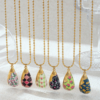 Collier en acier inoxydable tendance, pendentif goutte d'eau et fleur, chaîne de clavicule de luxe léger