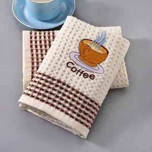 Promotion Popular Bulk 100% Cotton Waffle Weave Kitchen Cloth Dish Towel With Embroidery