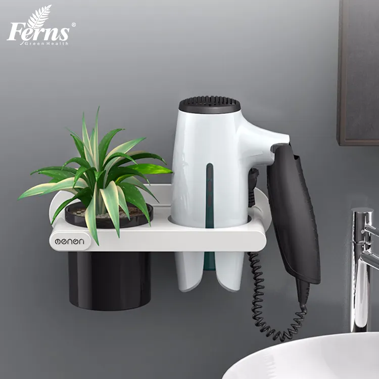 Ferns Custom New Style Classic No Drilling Multifunctional Adhesive Plastic Bathroom Accessories Organizer Storage