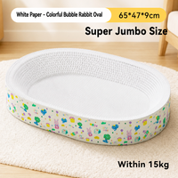 Griffoir pour chat en papier kraft blanc très résistant |   Lit pour chat ovale en carton ondulé pour chats de grande taille |   Produits pour animaux de compagnie professionnels OEM