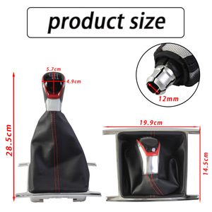 Housse de levier de vitesse en cuir pour Volkswagen Amarok Wolverine, transmission manuelle 5 6 vitesses, surpiqûres rouges - Product Image 5