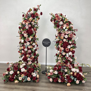 DKB usine nouveau design arc de fleurs sur la porte d'entrée luxe rouge profond soie rose arc fleurs artificielles - Product Image 4