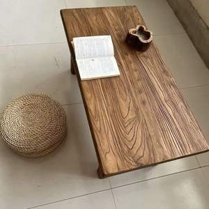 Mesa de té de madera de olmo antigua, estilo japonés, mesa de café baja de madera maciza hecha a mano para sala de estar o balcón. - Product Image 2