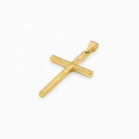 Colgante de Cruz Católica Religiosa Hecho a Mano en Oro de 14K, Textura Satinada, Unisex, para Uso Diario, Libre de Níquel y Plomo, Personalizable JJ