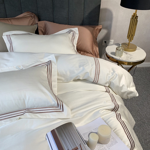 60 100% Cotton Luxury <strong>Single</strong> Quilt Cover Naked Sleeping <strong>Stitching</strong> 250tc Air-permeable Embroidered Hotel <strong>Bedding</strong> - Product Image 3