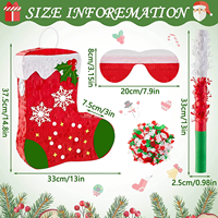 Chaussettes de Noël Pinata Fournitures Mini Pinata avec Bandeau et Confettis Chauve-Souris Xmas Mini Bas Rouge Pinata