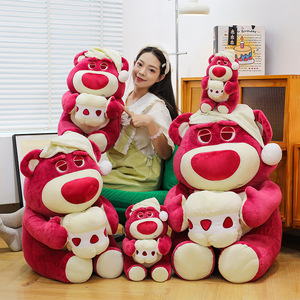 Peluche Orsetto Fragola Cartoon, Bambola Orsetto Unisex Antistress, Cuscino Morbidissimo in Cotone PP Lavabile per Dormire - Product Image 4