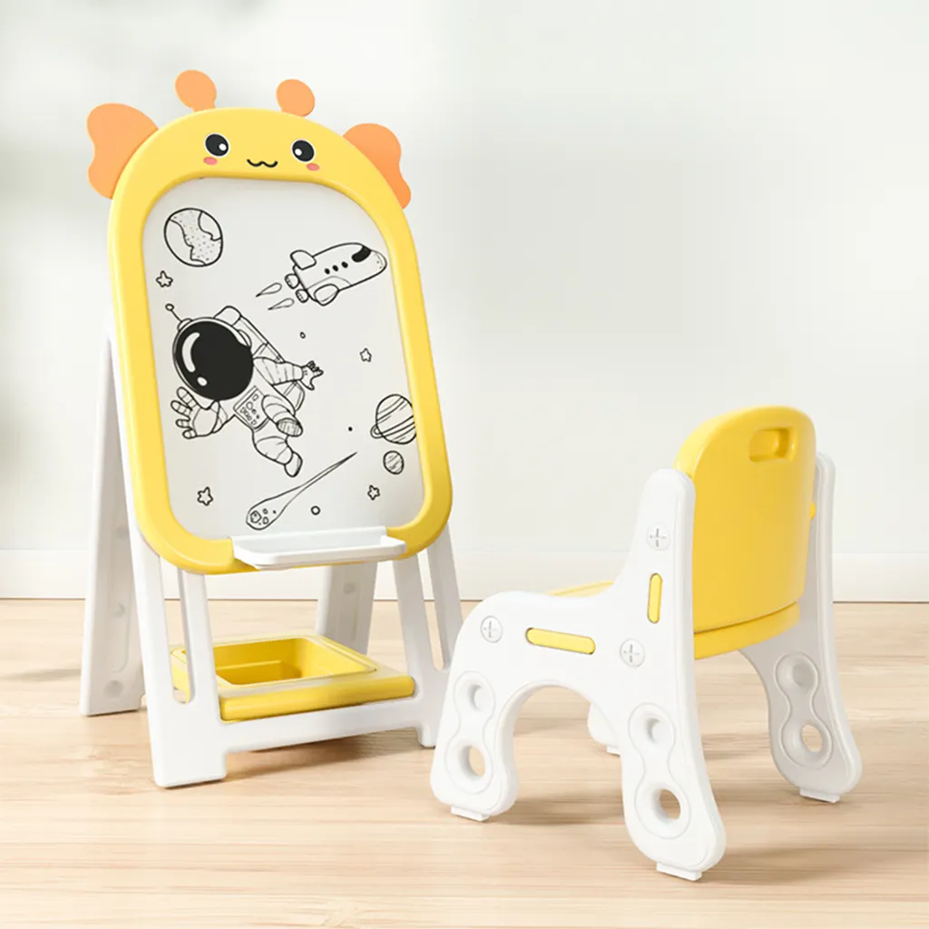 Cartoon deer shape Painting Writing Doodle Mini Dry Erase Foldable magnetic kid drawing board toy with chair