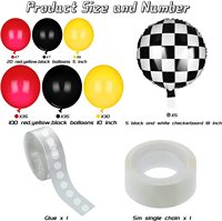 127 pièces rouge noir jaune Latex ballons Checker feuille ballon arc Kit course thème arc ballons décorations de fête ensemble