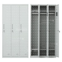 Casier moderne en métal Armoire pour meubles en acier Casier multi-sacs Boîte de sécurité 3 portes Coffre-fort de rangement Casier en acier pour le bureau