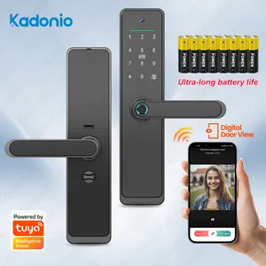 Kadonio WiFi指纹智能数字锁电动射频识别卡钥匙智能木制门锁带门铃