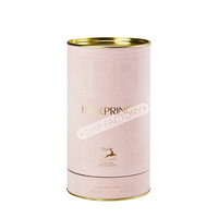 Haut de gamme luxueux personnalisé Debossed velours boîte ronde personnalité à la main boîte à Tube rond avec couvercle en métal café vin jus boîte