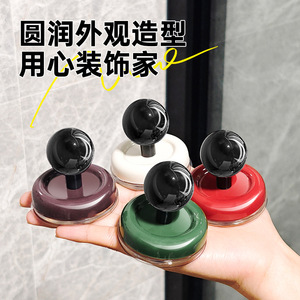 Retro Style Vacuum Suction Cup <b>Hooks</b> Round Wall Mounted Bathroom Towel <b>Hook</b> Set Of 3 Absorbent PP Material - Product Image 5