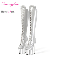 Bottes hautes à plateforme pour femmes de 17 cm, talons fins, fermeture éclair latérale, style western, pour l'hiver/l'automne/le printemps, pour la boîte de nuit, la danse sexy, la pole dance