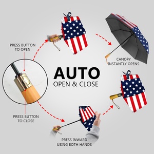 Luxury 3-Fold Fully-Automatic Waterproof Windproof Wooden Handle Modern Dual-Folding <b>Umbrella</b> Straight Business Gifts Custom - Product Image 3