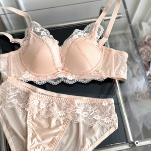 Set di Lingerie in Pizzo Francese, <span class=keywords><strong>Reggiseno</strong></span> Push-up in Raso per Seno Piccolo, Intimo Sexy da Donna OEM all'Ingrosso - Product Image 1