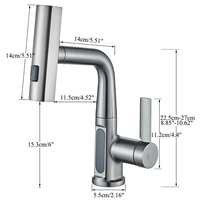 Robinet de salle de bain cascade moderne avec affichage numérique de la température, douchette relevable, mitigeur chaud/froid, vente en gros usine