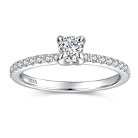 Élégante bague de fiançailles personnalisée en argent sterling 925 plaqué or avec zircon, pour femmes