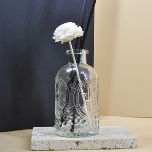 Sản Phẩm Mới 230Ml Hương Liệu Chai Thủy Tinh Reed Khuếch Tán Khắc Hoa Hình Tròn Với Khá Reed Khuếch Tán Nắp - Product Image 2