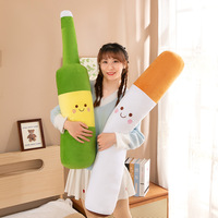 Peluche créative en forme de bouteille de bière ou de cigarette avec visage souriant, réaliste, surdimensionnée, longue, coussin d'agréable caresse pour chevet, pour filles, en PP