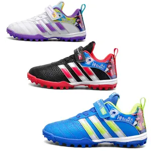 New children's soccer shoes boys and girls primary school children Velcrio youth indoor grass training sports shoes