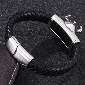 YK-Fashion Nordic <span class=keywords><strong>Viking</strong></span> Bracelet en cuir pour homme Bracelet en cuir vintage en acier inoxydable - Product Image 5