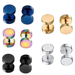 Boucles d'oreilles classiques minimalistes en acier inoxydable 316 en forme de barre avec placage PVD, conçues pour hommes - Product Image 3