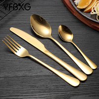 Ensemble de couverts en acier inoxydable Royal Luxury 24 pièces cuillère couteau fourchette doré pour mariage avec boîte cadeau