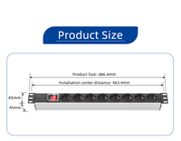 PDU Schuko de 8 Tomas, 1U, para Montaje en Rack, de Aleación de Aluminio, con Interruptor, para Gabinetes de Red, Equipo de Distribución de Energía