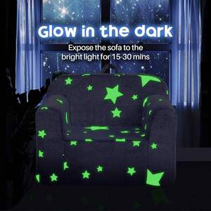 Sturdy High Density Sponge Glow in the Dark Toddler <b>Chair</b> <b>Comfy</b> Foam <b>Kids</b> Couch With Soft Velvet Cover and Portable Handle - Product Image 4