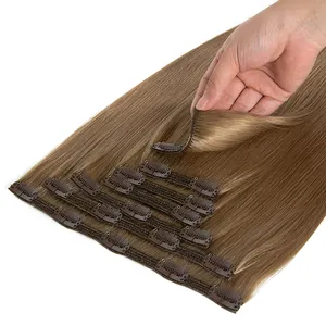 2024 गर्म बिक्री सस्ते दाम प्राकृतिक काले सीमलेस क्लिप इन हेयर एक्सटेंशन 100% मानव बाल