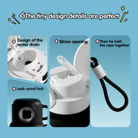 Bouteille isotherme portable en acier inoxydable, grande capacité, motif dessin animé mignon, pour étudiants et enfants, avec pipette, triple usage