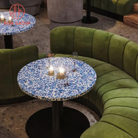 Table de restaurant et canapé de luxe en cuir et marbre, demi-cercle incurvé, moderne, durable, pour hôtel, café et restaurant chinois