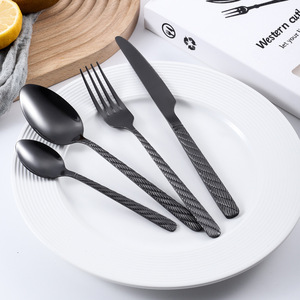 Ensemble de couverts en acier inoxydable à motif spiralé, 4 pièces, coffret cadeau, couteau à steak, fourchette, cuillère pour hôtel, maison, salle à manger - Product Image 3