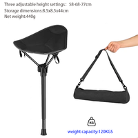 Tabouret trépied ultraléger en aluminium, siège de camping pliable, Oxford 900D, hauteur réglable, chaise portable pour la randonnée, la pêche et les activités de plein air